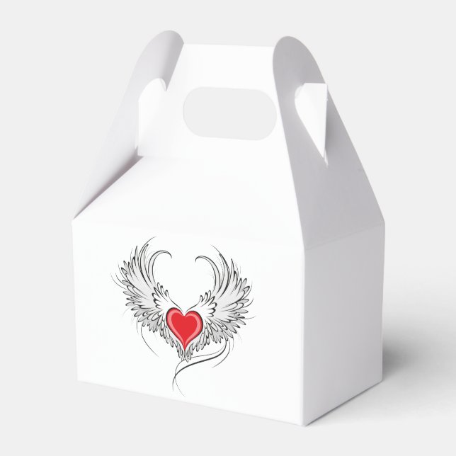 Red Angel Heart with wings Favour Box (Front Side)