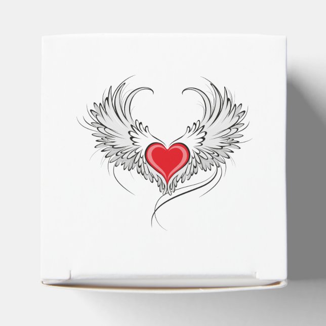 Red Angel Heart with wings Favour Box (Top)