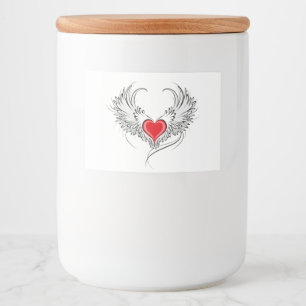 Red Angel Heart with wings Food Label