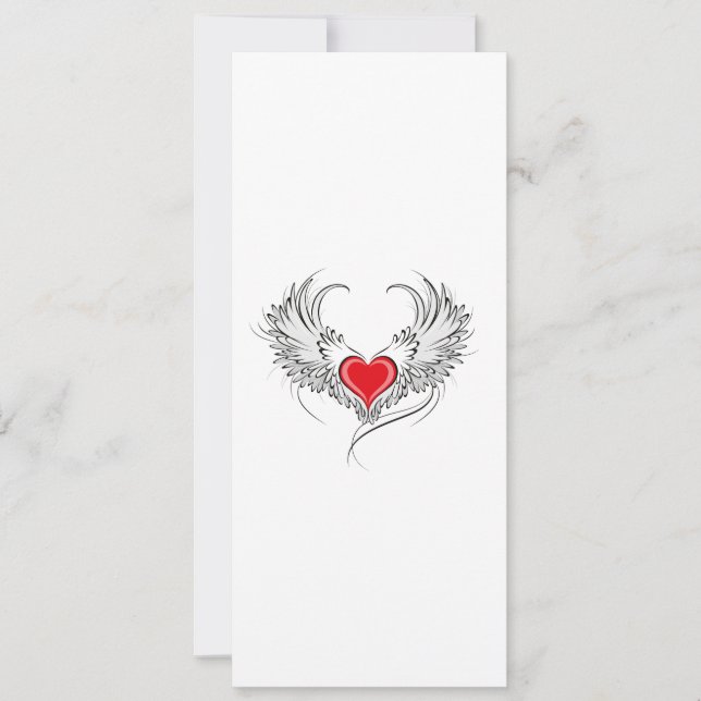 Red Angel Heart with wings Invitation (Front)