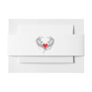 Red Angel Heart with wings Invitation Belly Band
