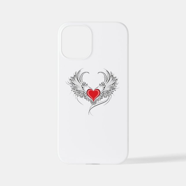 Red Angel Heart with wings iPhone Case (Back)