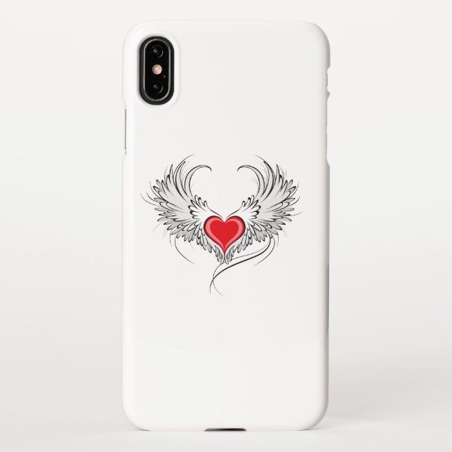 Red Angel Heart with wings iPhone Case (Back)