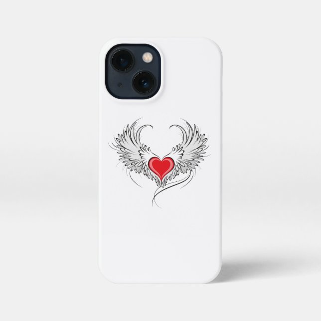 Red Angel Heart with wings iPhone Case (Back)
