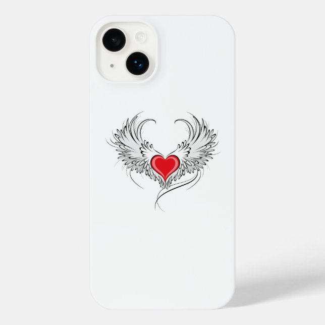 Red Angel Heart with wings iPhone Case (Back)