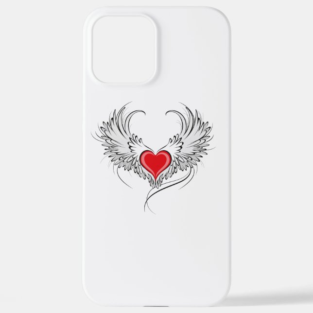 Red Angel Heart with wings iPhone Case (Back)