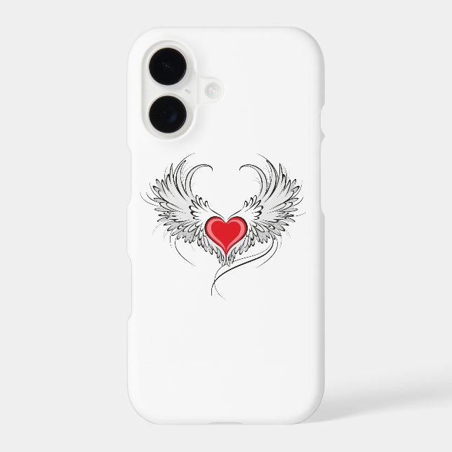 Red Angel Heart with wings iPhone Case (Back)