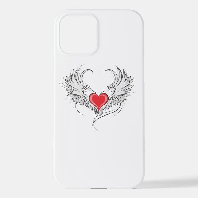 Red Angel Heart with wings iPhone Case (Back)