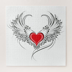 Red Angel Heart with wings Jigsaw Puzzle