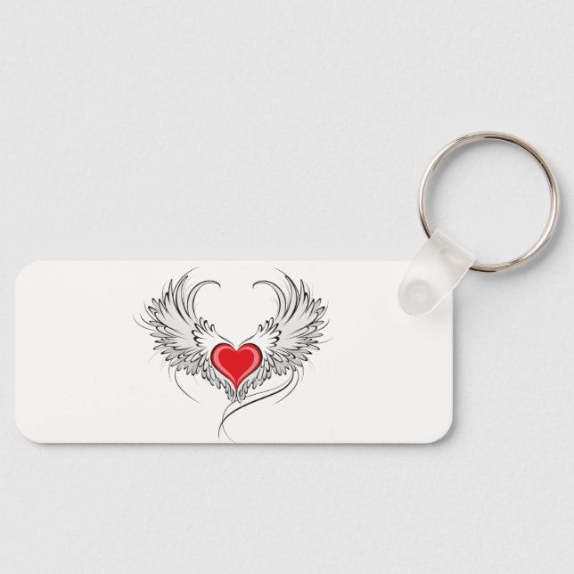 Red Angel Heart with wings Key Ring (Front)