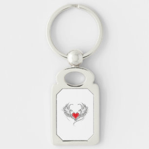 Red Angel Heart with wings Key Ring