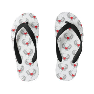Red Angel Heart with wings Kid's Thongs
