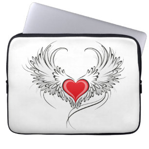Red Angel Heart with wings Laptop Sleeve