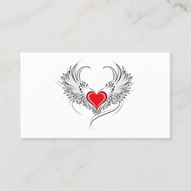 Red Angel Heart with wings Loyalty Card (Front)