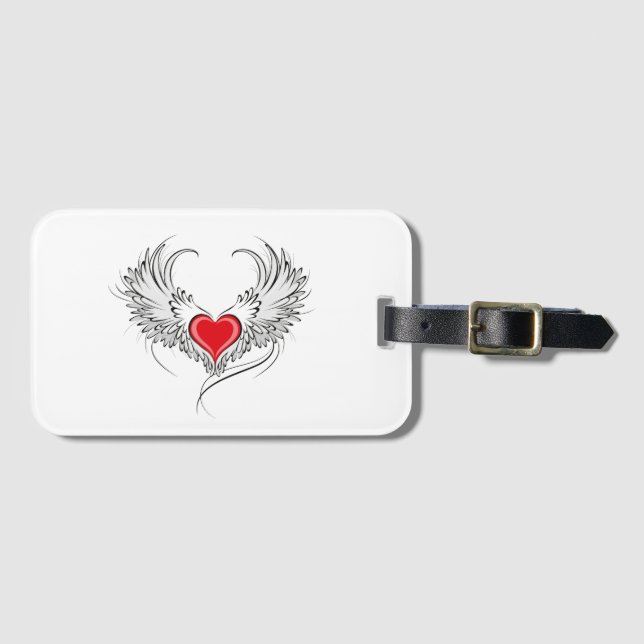 Red Angel Heart with wings Luggage Tag (Front Horizontal)