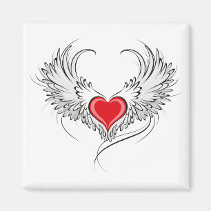 Red Angel Heart with wings Magnet