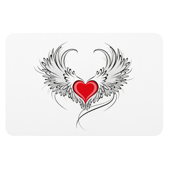 Red Angel Heart with wings Magnet (Horizontal)