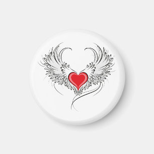 Red Angel Heart with wings Magnet