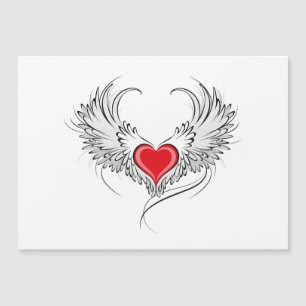 Red Angel Heart with wings Magnetic Invitation