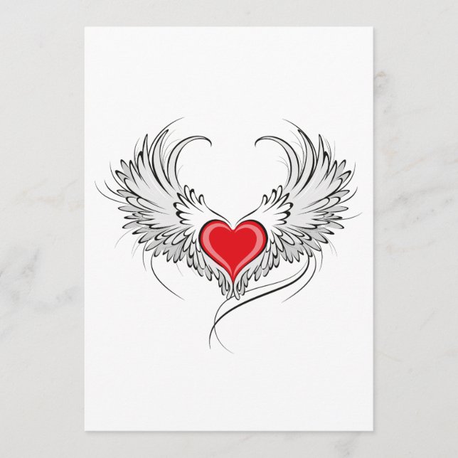 Red Angel Heart with wings Menu (Front)