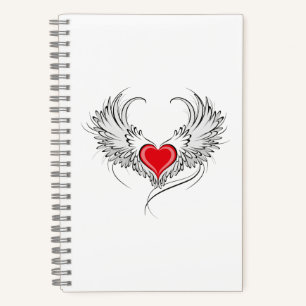 Red Angel Heart with wings Notebook