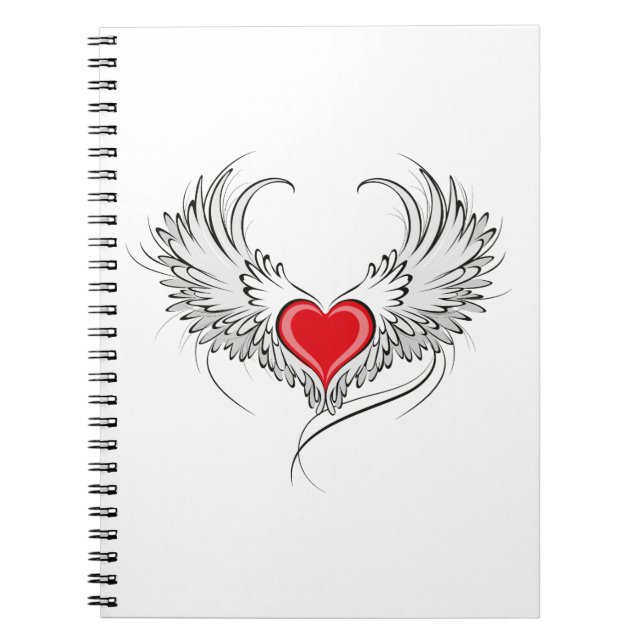 Red Angel Heart with wings Notebook (Front)