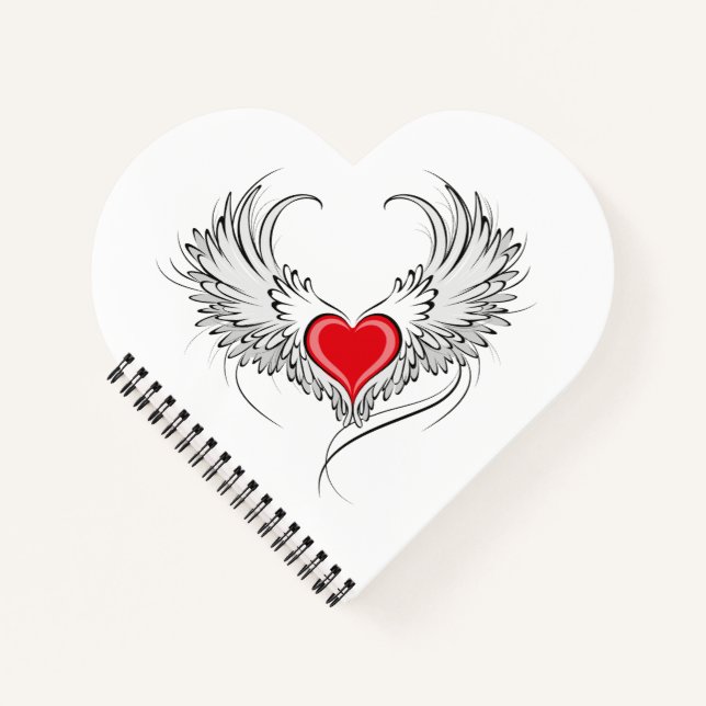 Red Angel Heart with wings Notebook (Front)