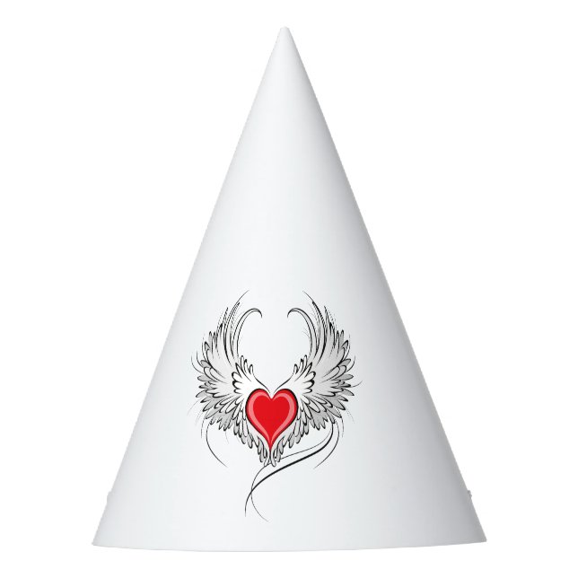 Red Angel Heart with wings Party Hat (Front)
