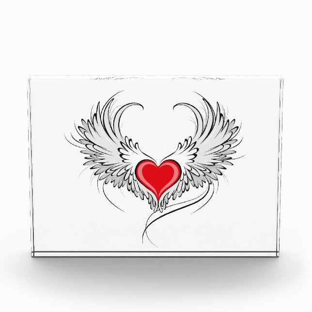 Red Angel Heart with wings Photo Block (Front)