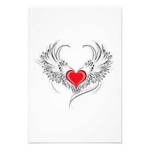 Red Angel Heart with wings Photo Print