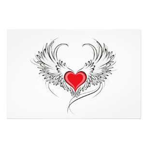 Red Angel Heart with wings Photo Print
