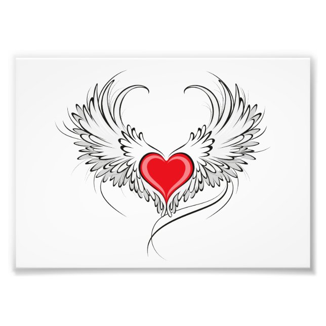 Red Angel Heart with wings Photo Print (Front)