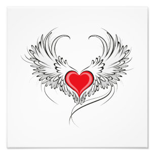 Red Angel Heart with wings Photo Print