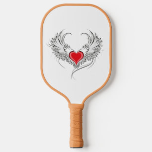 Red Angel Heart with wings Pickleball Paddle
