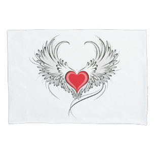 Red Angel Heart with wings Pillowcase