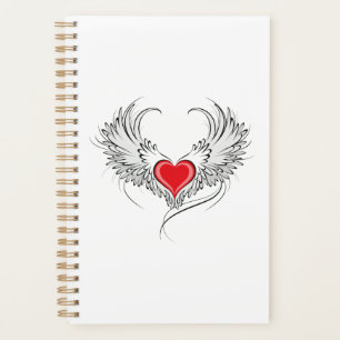 Red Angel Heart with wings Planner