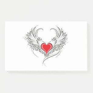 Red Angel Heart with wings Post-it Notes