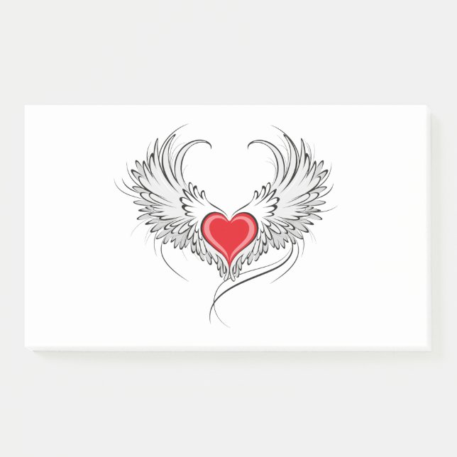 Red Angel Heart with wings Post-it Notes (Front)