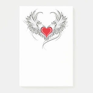 Red Angel Heart with wings Post-it Notes