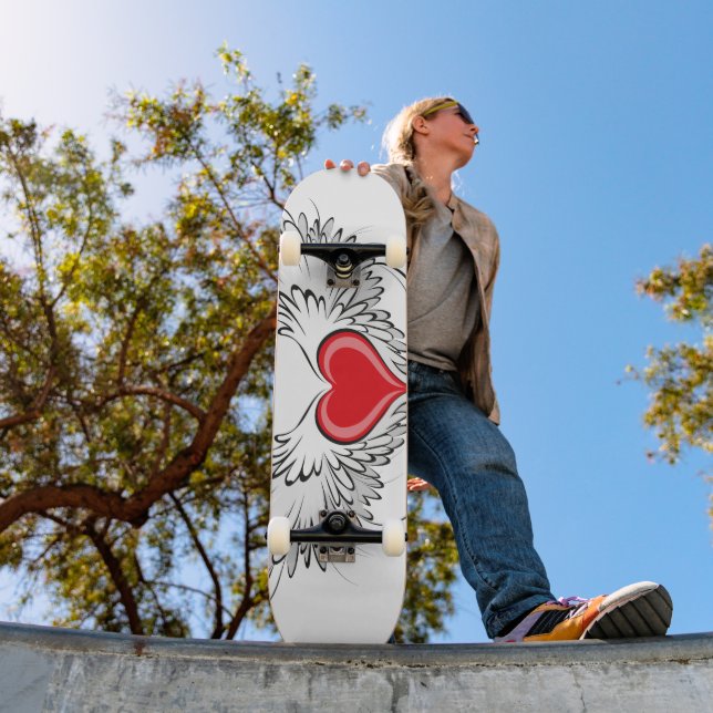 Red Angel Heart with wings Skateboard (Outdoor 1)