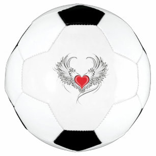 Red Angel Heart with wings Soccer Ball