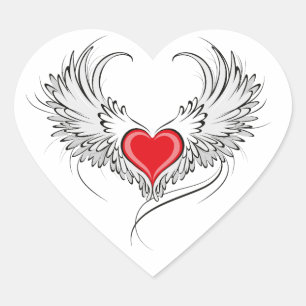 Red Angel Heart with wings Sticker