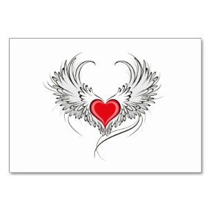 Red Angel Heart with wings Table Number
