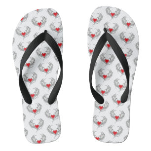 Red Angel Heart with wings Thongs