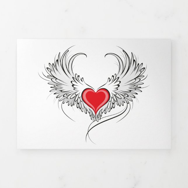 Red Angel Heart with wings Tri-Fold Programme (Cover)