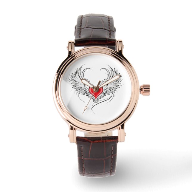 Red Angel Heart with wings Watch (Front)