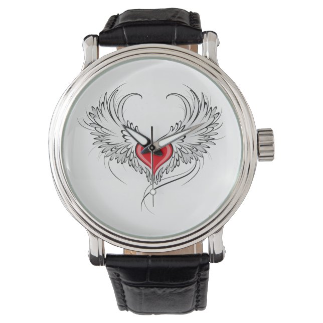 Red Angel Heart with wings Watch (Front)
