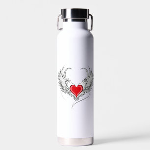 Red Angel Heart with wings Water Bottle