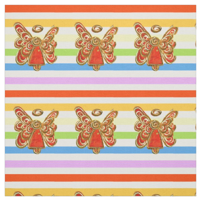 Red Angel Rainbow Stripe Fabric Art Material (Swatch)