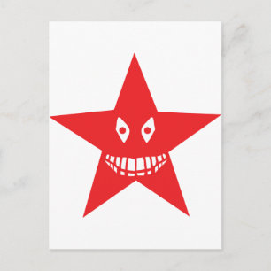 red angry star face smile postcard
